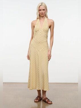 NWT STAUD Louise Silk Dress in Monday Stripe